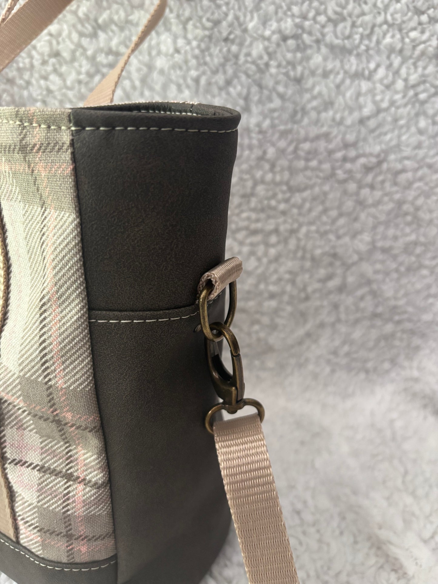 Beige & Pink Plaid Purse