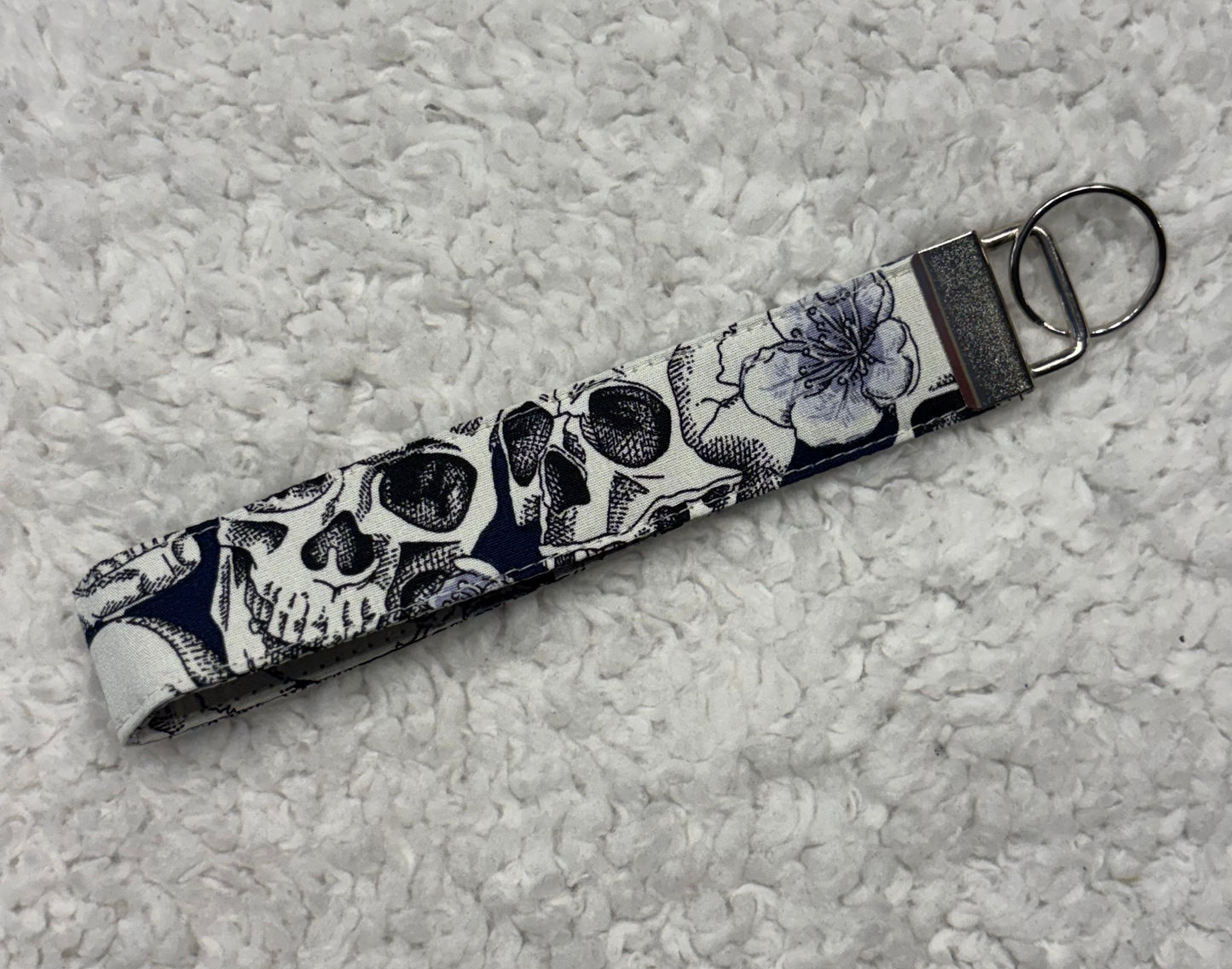 Skull Floral Key Wristlet