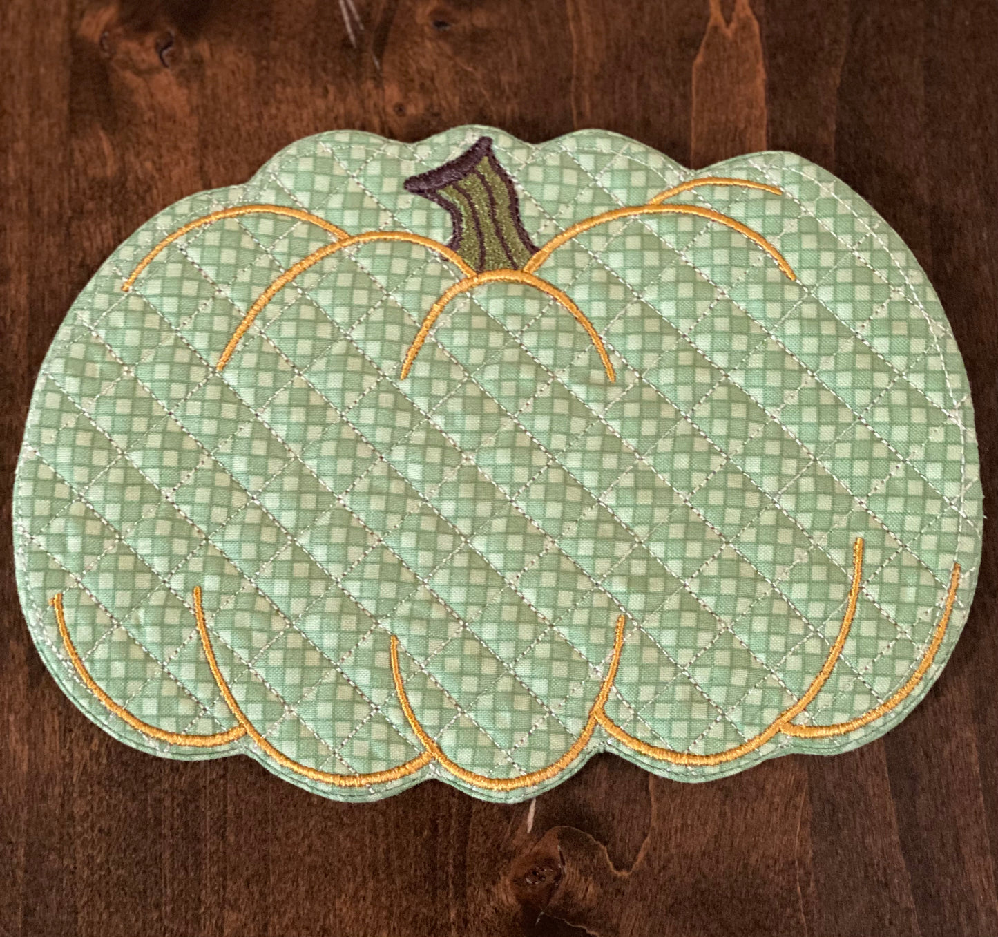 Green Pumpkin Mug Rug