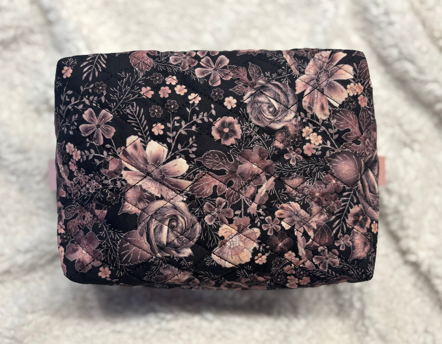 Purple Floral Quilted Cosmetic Bag