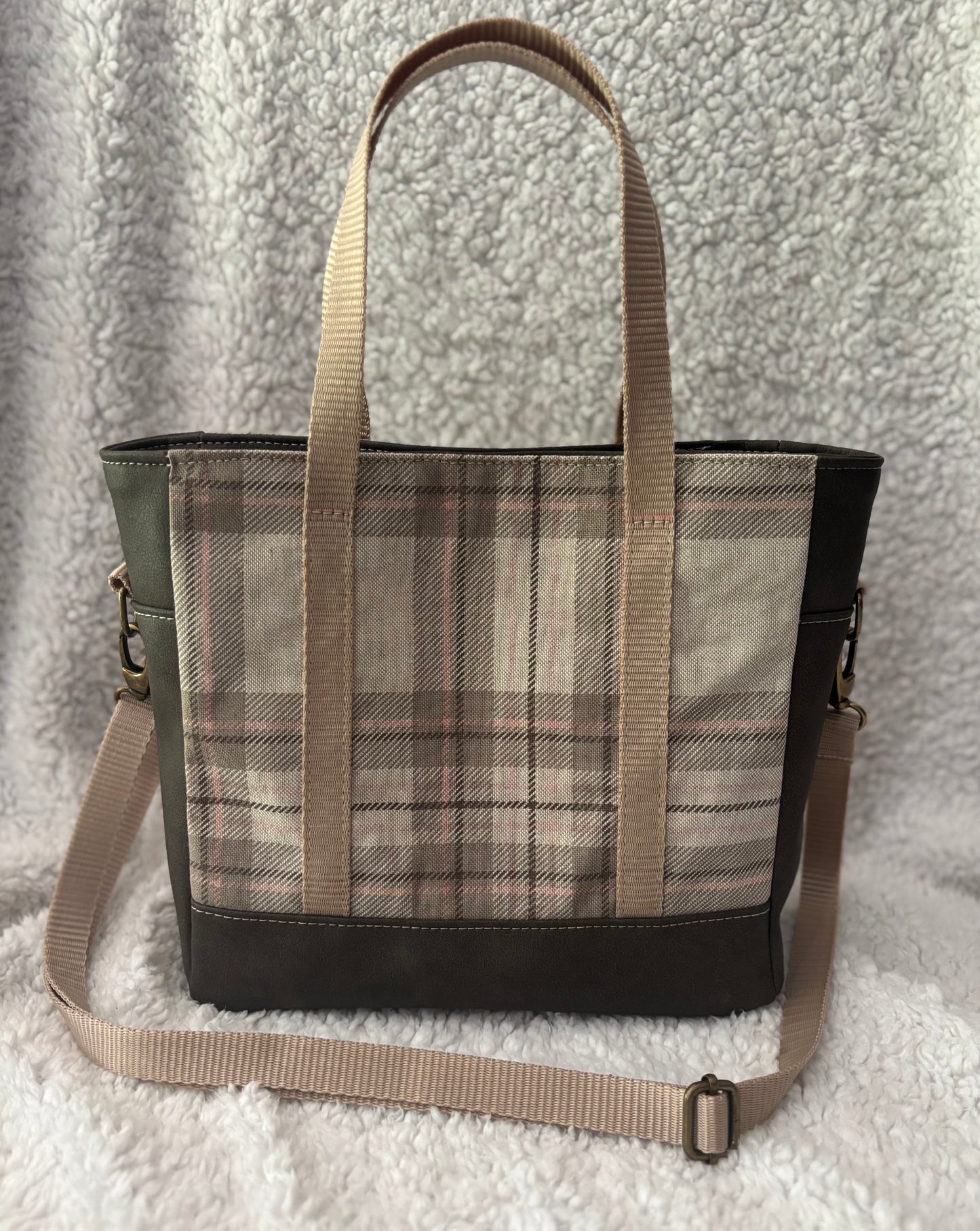 Beige & Pink Plaid Purse