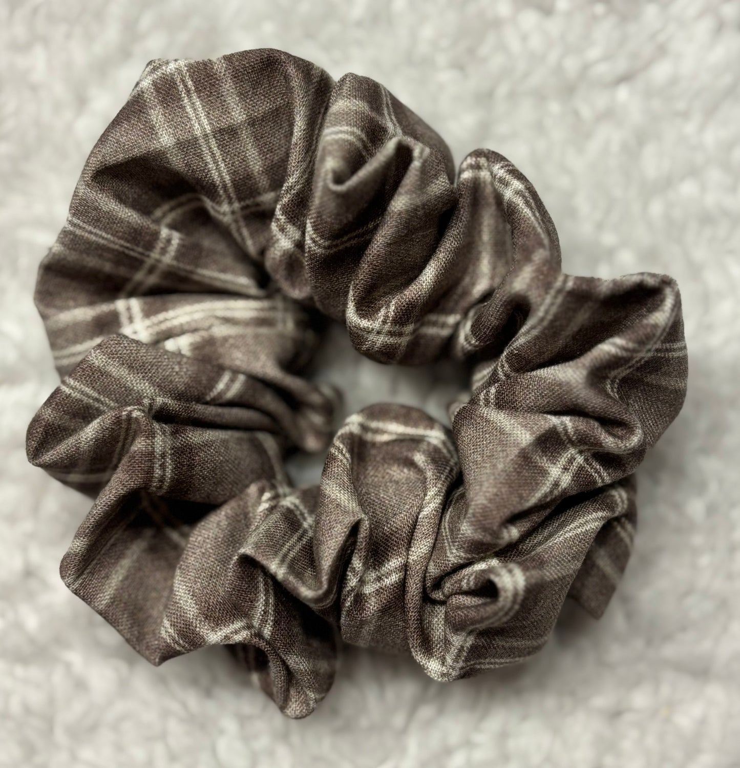 Brown/Grey Plaid Scrunchie