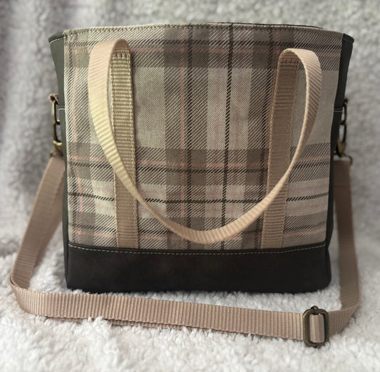 Beige & Pink Plaid Purse