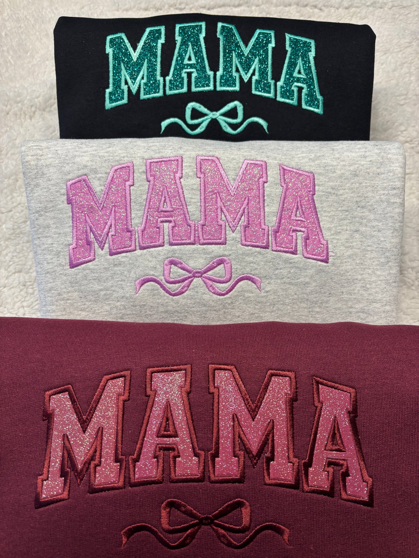 Glitter Mama Bow Crewneck