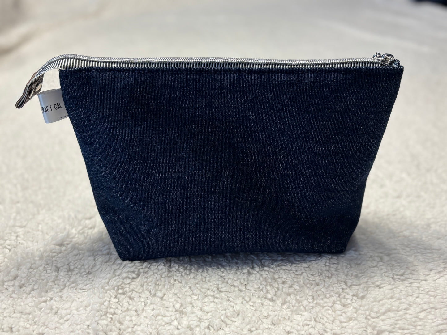 Denim Floral Embroidered Cosmetic Bag