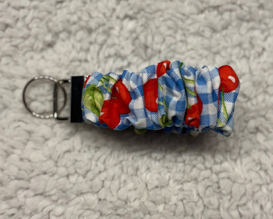 Cherry Plaid Scrunchie Key Wristlet