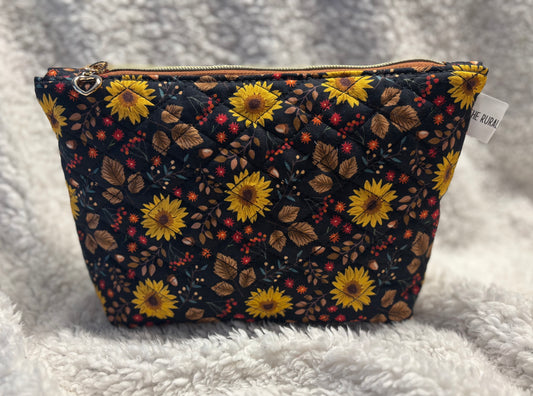 Sunflower Quilted Cosmetic Bag