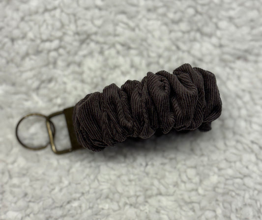 Brown Corduroy Scrunchie Key Wristlet