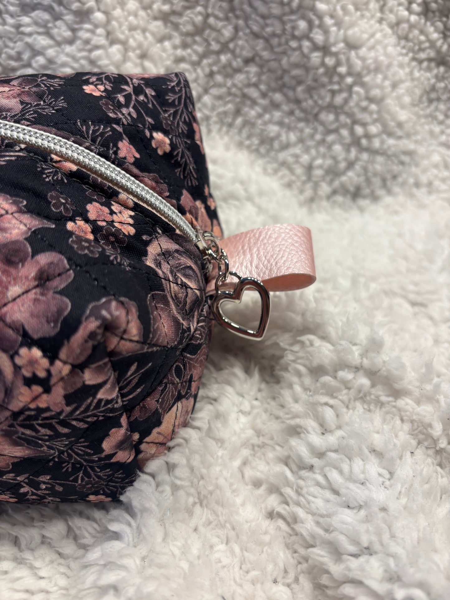 Purple Floral Quilted Cosmetic Bag