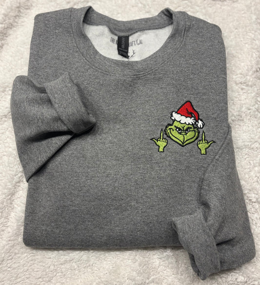 Grinch Middle Fingers Crewneck