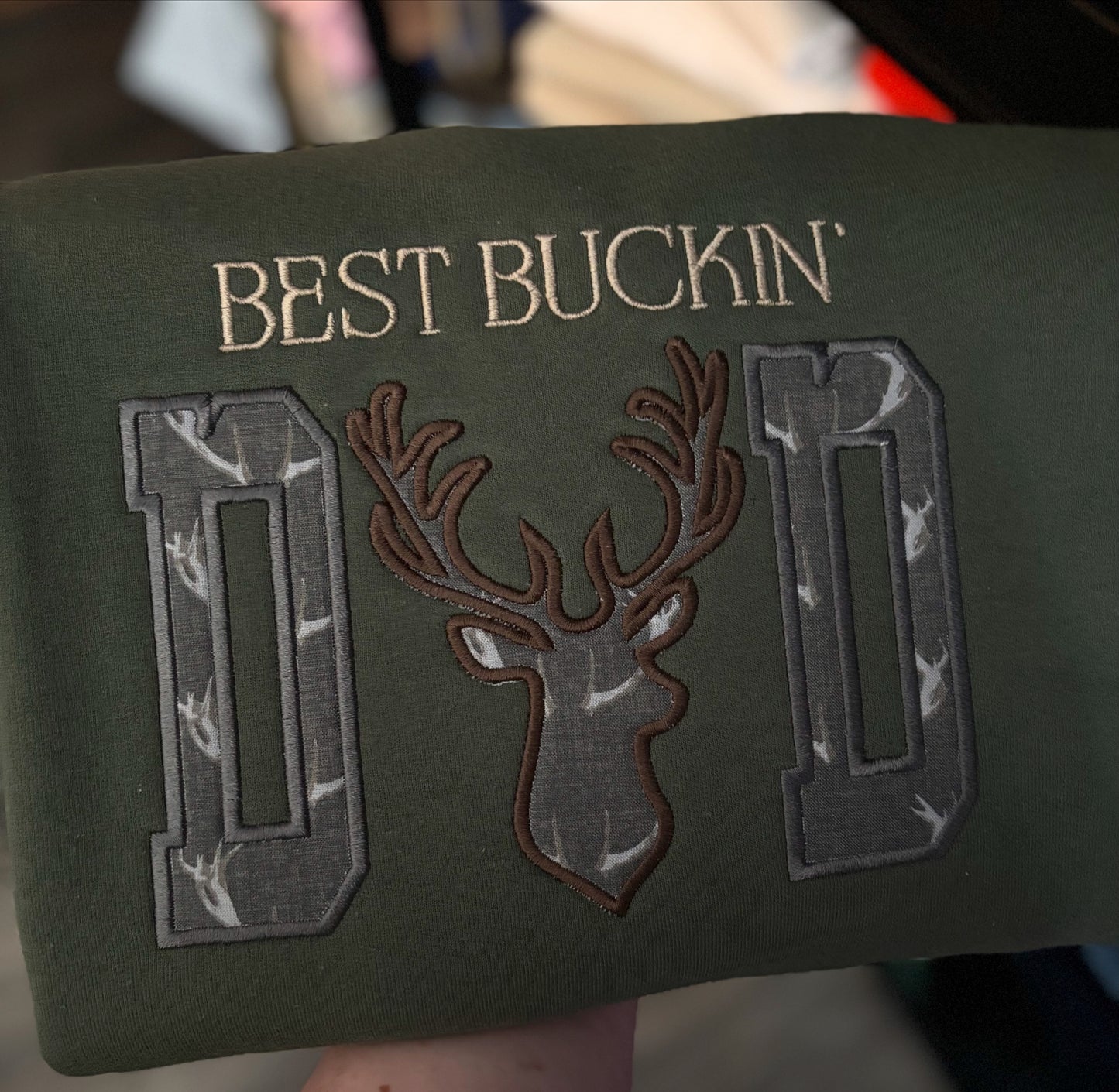 Best Buckin’ Dad Appliqué Crewneck