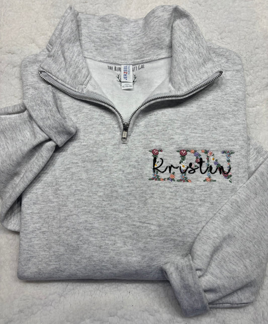 Floral LPN Quarter Zip