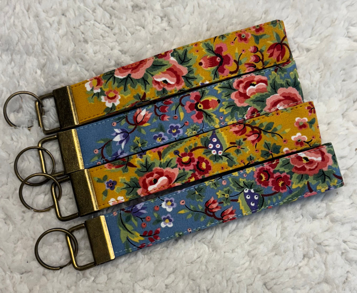 Yellow Floral Key Wristlet