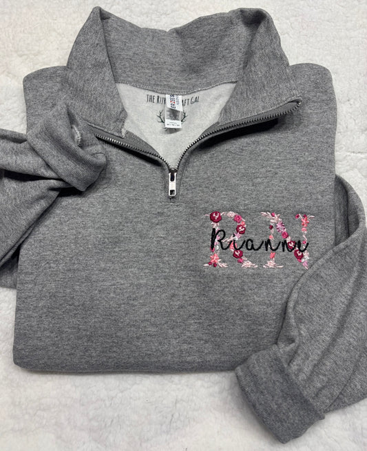 Floral RN Quarter Zip