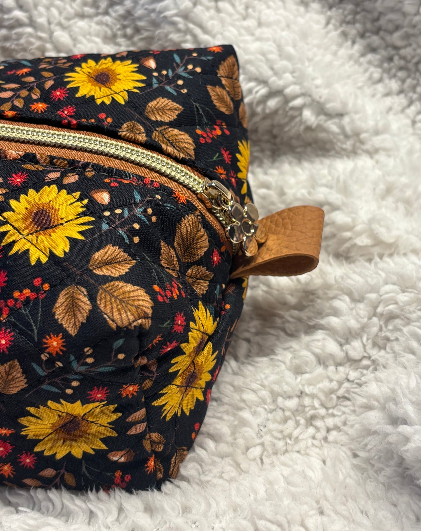 Sunflower Quilted Cosmetic Bag