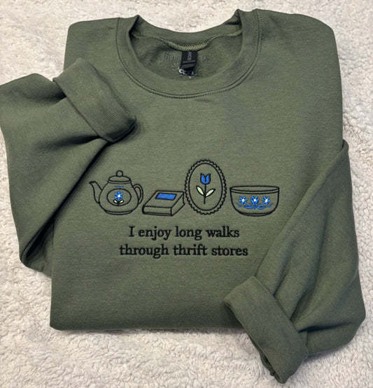 I Enjoy Long Walks Through Thrift Stores Crewneck
