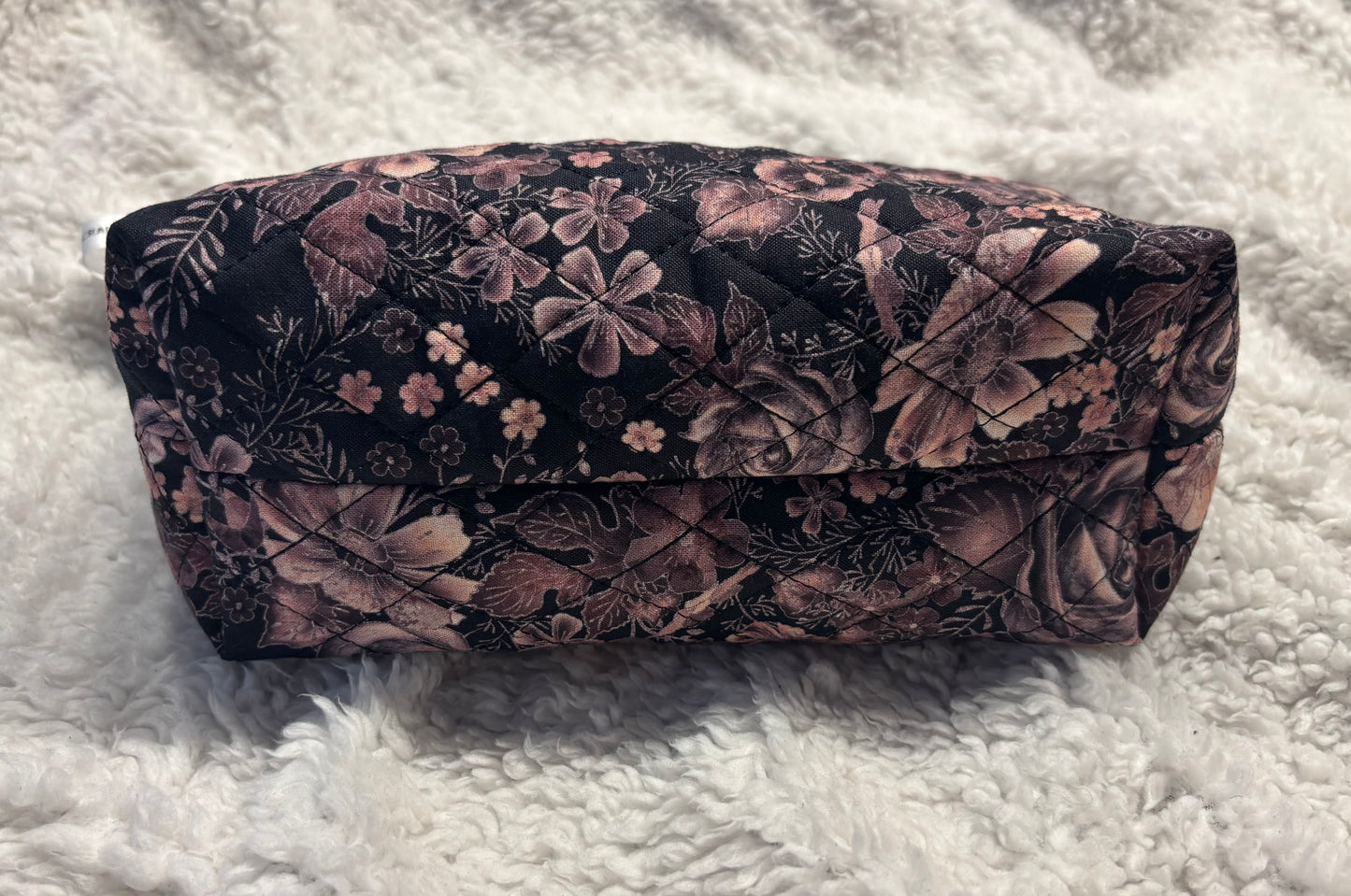 Purple Floral Quilted Cosmetic Bag