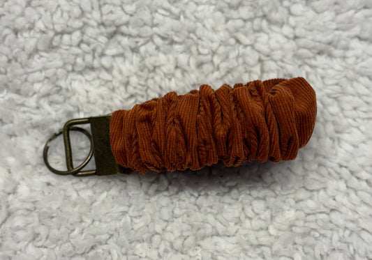 Dark Orange Corduroy Scrunchie Key Wristlet