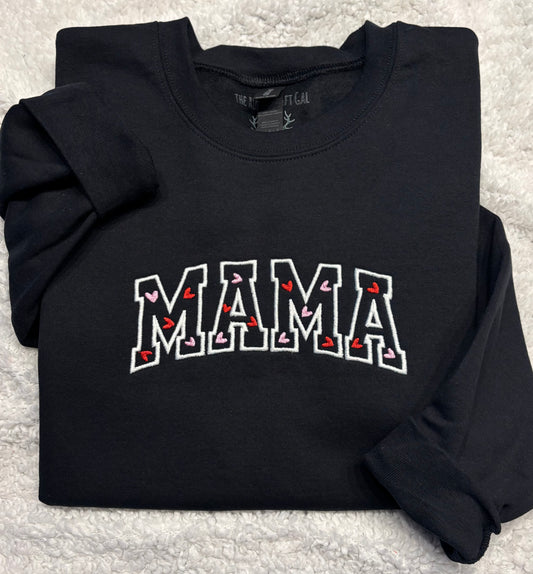 Mama Outline w Hearts Crewneck