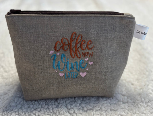 Coffee Now, Wine Later Cosmetic Bag