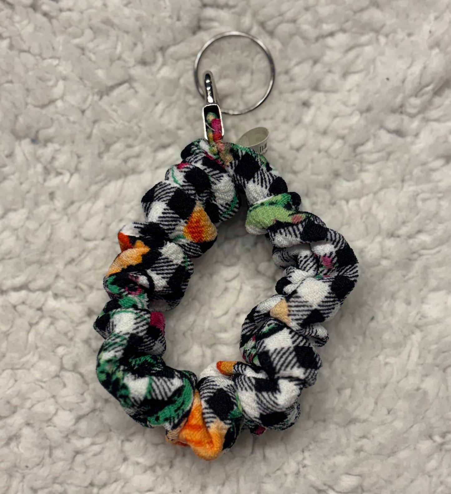 Plaid Floral Scrunchie Key Wristlet