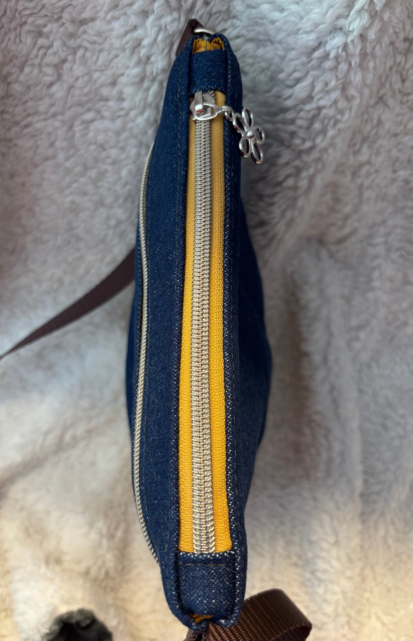 Embroidered Denim Floral Purse