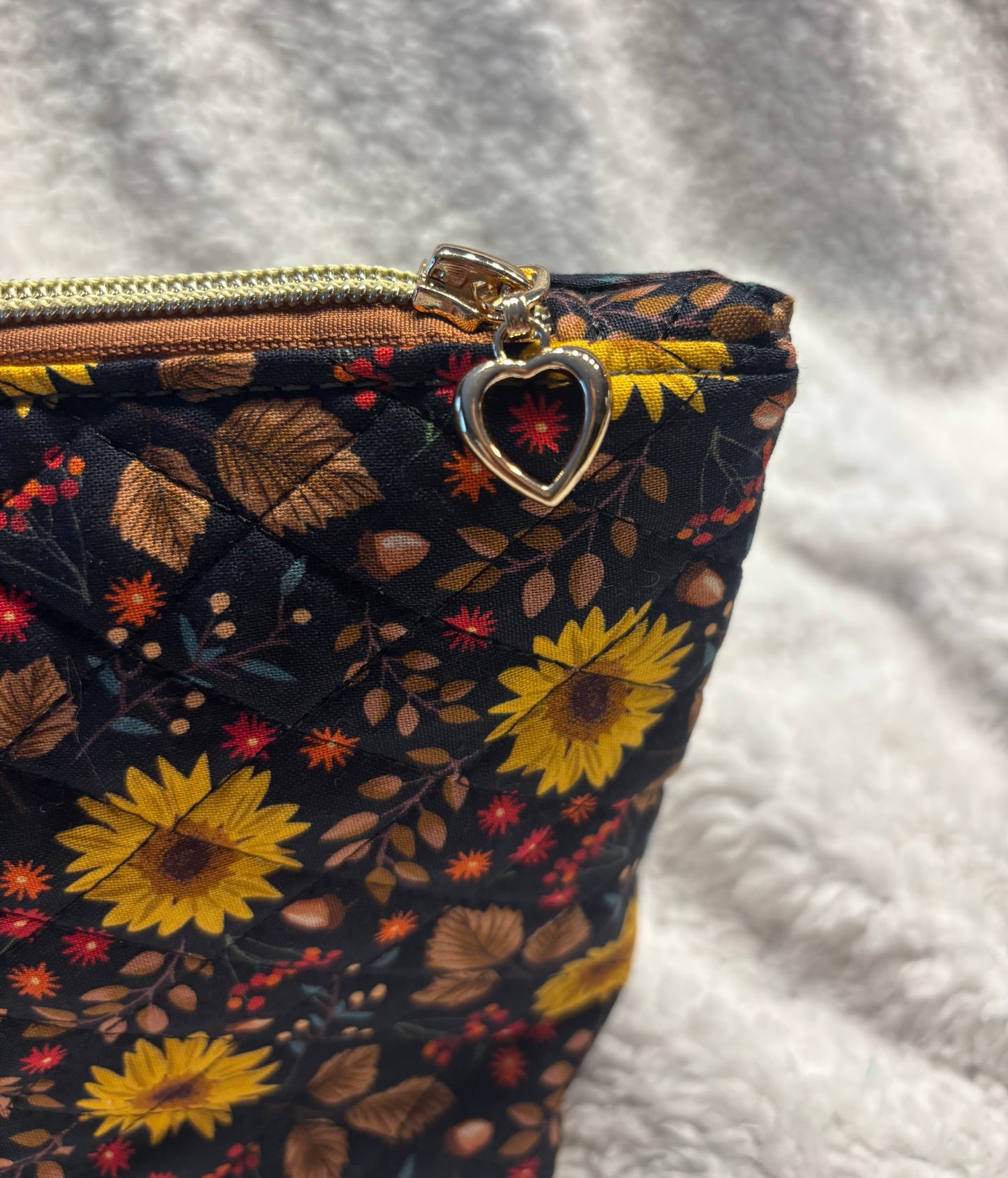 Sunflower Quilted Cosmetic Bag