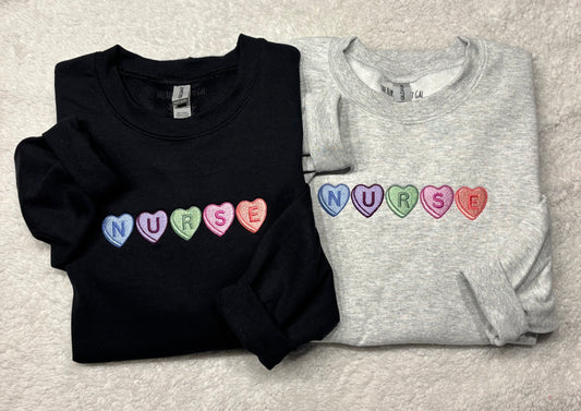 Nurse Candy Heart Crewneck