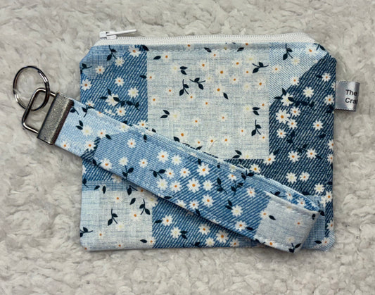 Floral Zipper Pouch & Key Wristlet Set