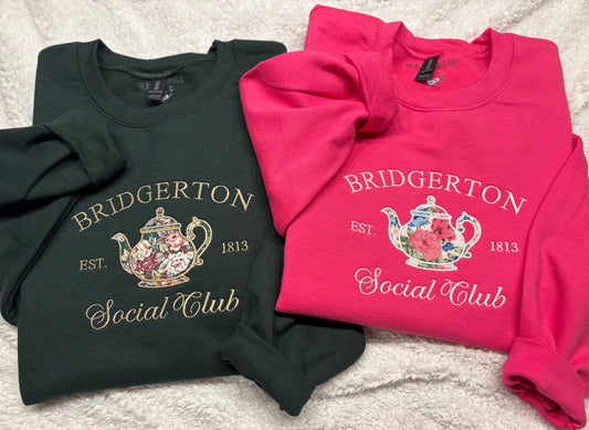 Pink Bridgerton Social Club Appliqué Crewneck