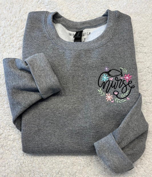 Nurse Floral Crewneck