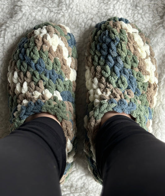 Green Multi Colour Super Soft Slippers -M