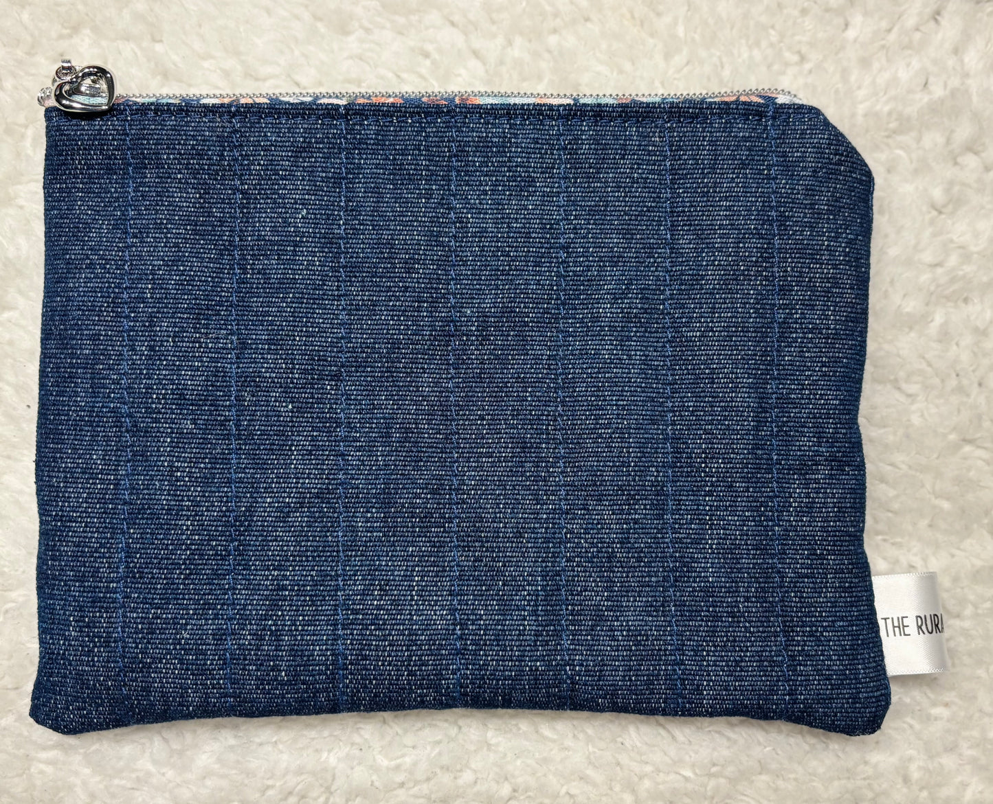 Denim Quilted Cosmetic Bag