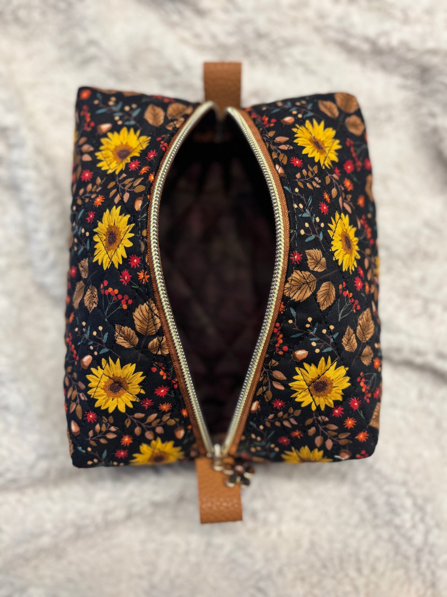 Sunflower Quilted Cosmetic Bag