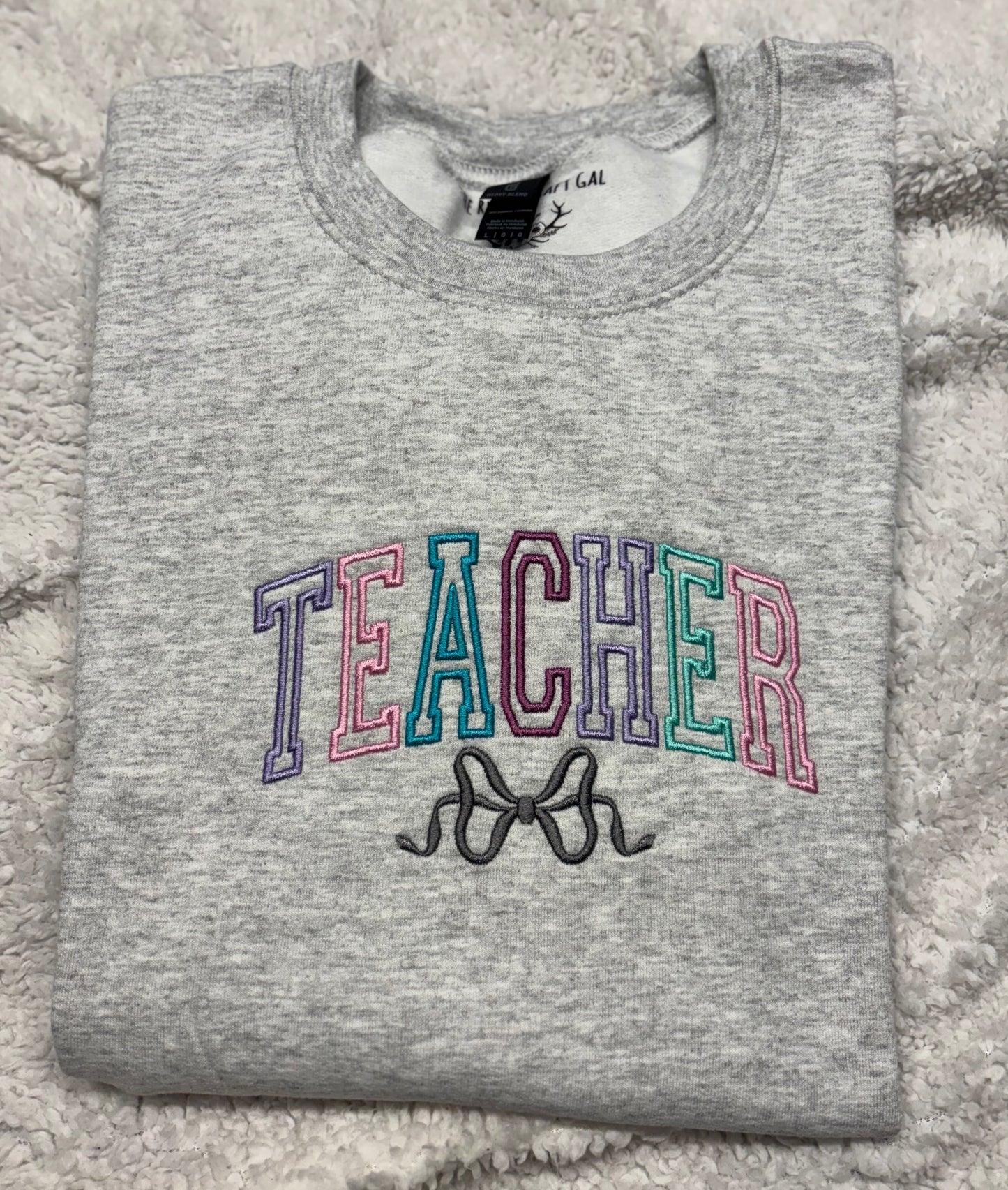 Multi Colour Teacher Bow Crewneck