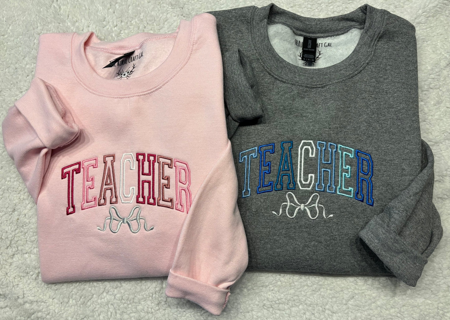 Pink Teacher Bow Crewneck