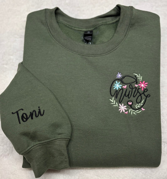 Nurse Floral Crewneck