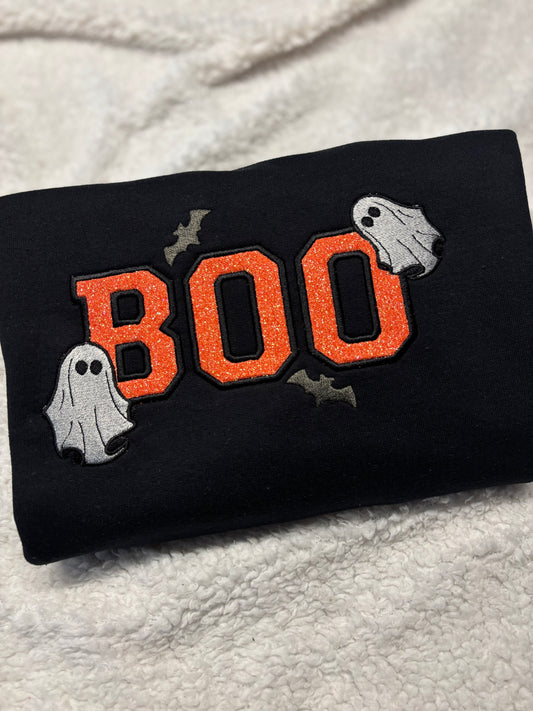BOO Glitter Applique Crewneck