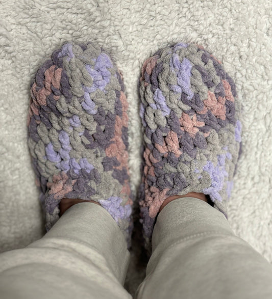 Purple Multi Colour Super Soft Slippers -L