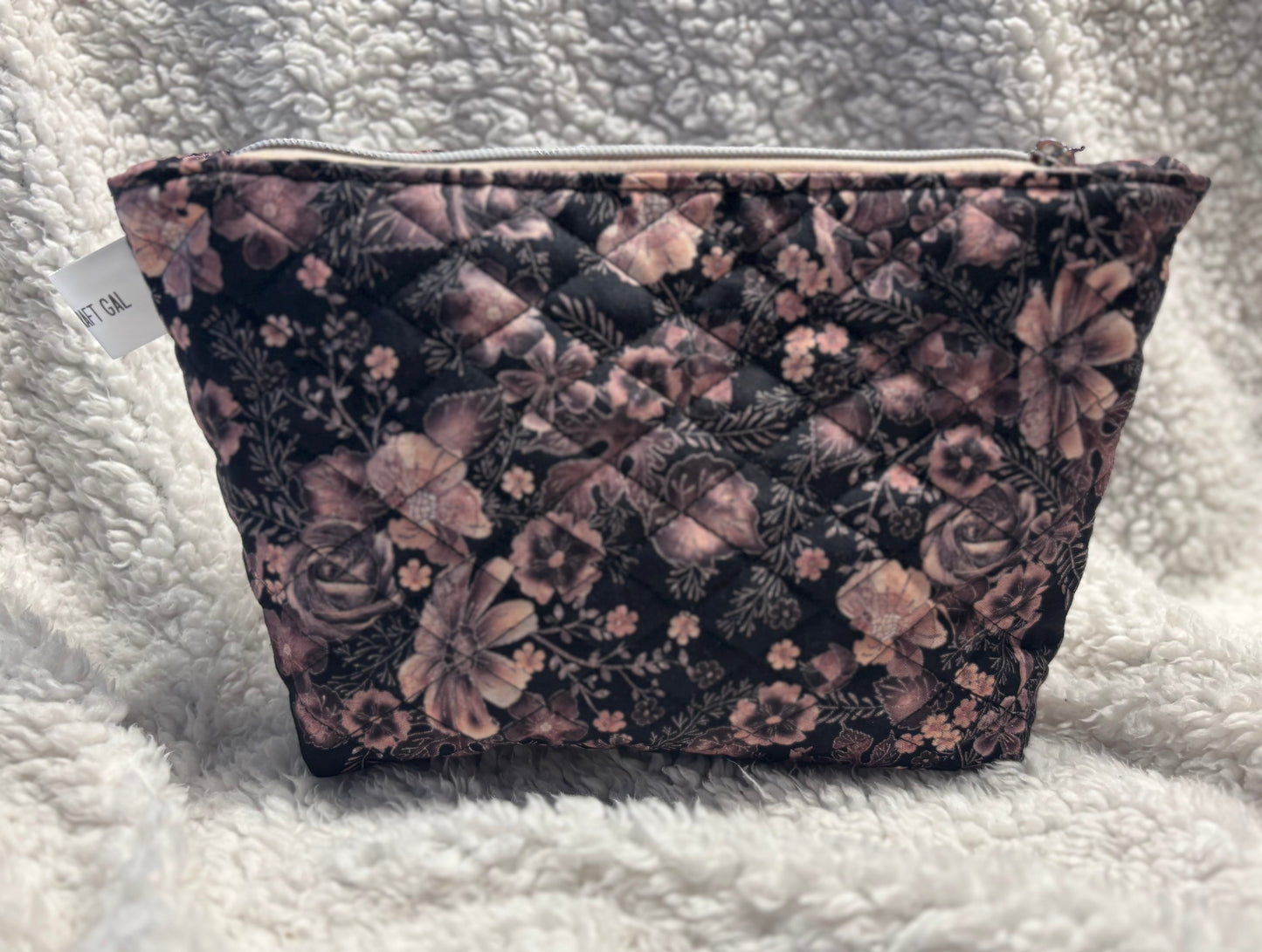 Purple Floral Quilted Cosmetic Bag