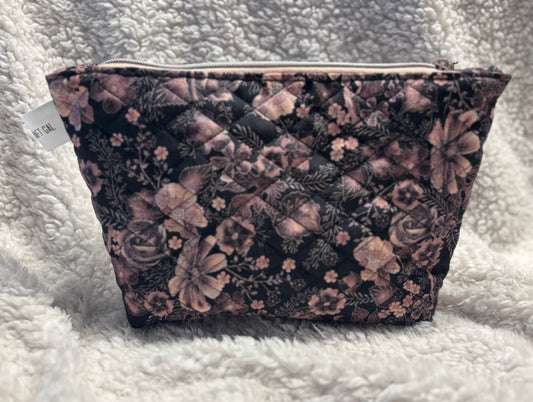 Purple Floral Quilted Cosmetic Bag