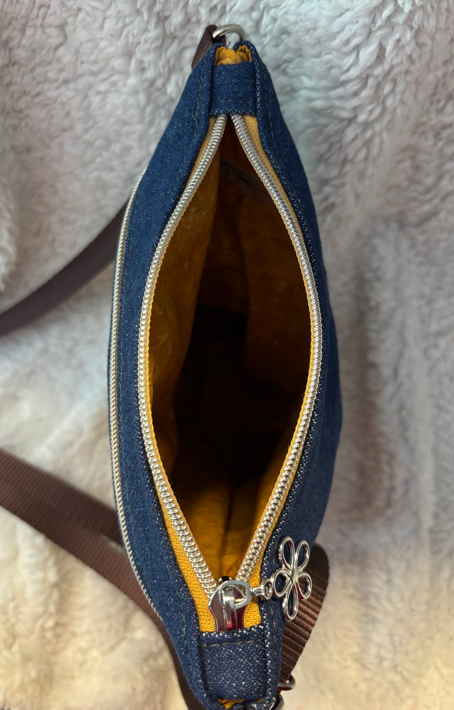 Embroidered Denim Floral Purse