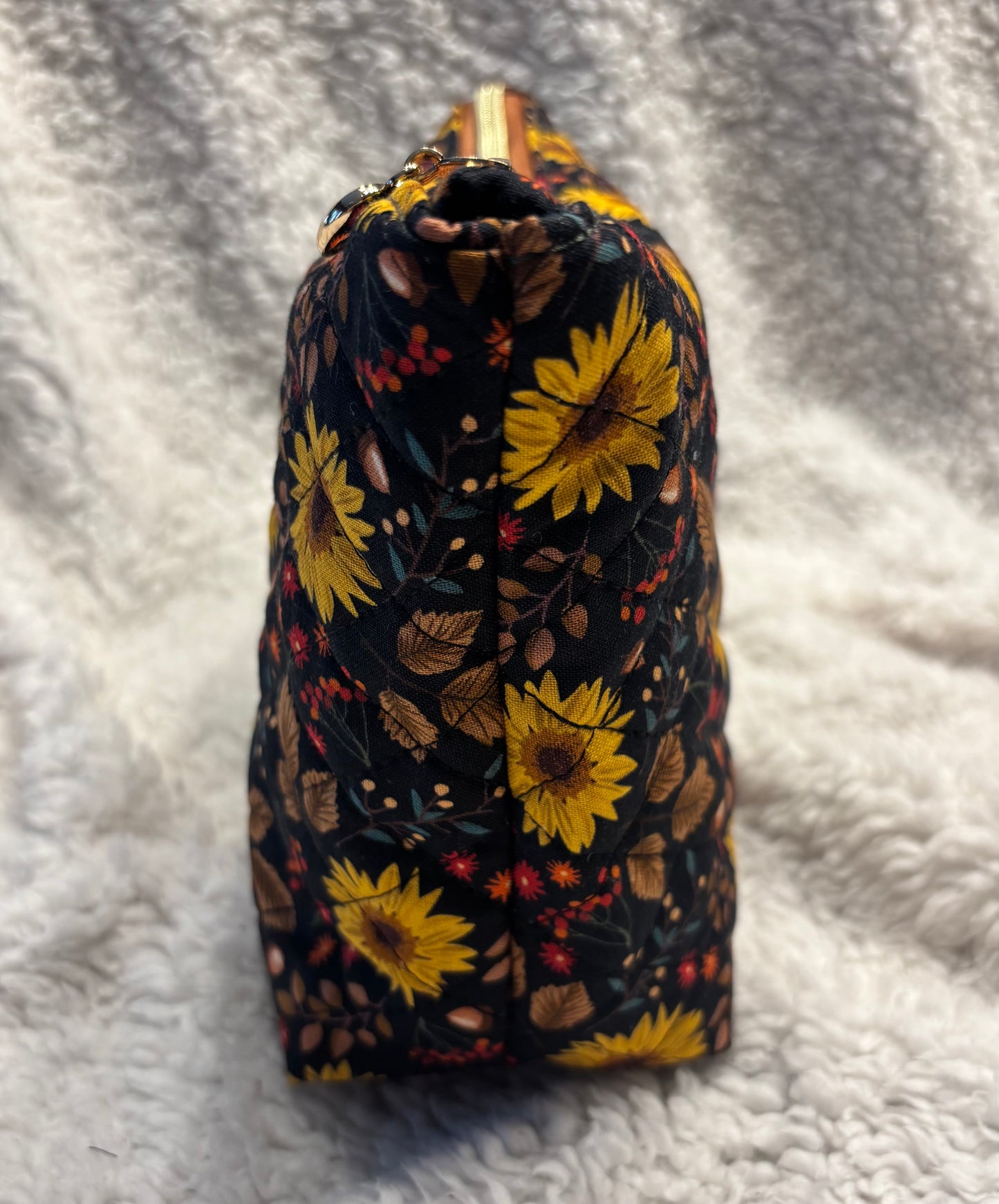 Sunflower Quilted Cosmetic Bag