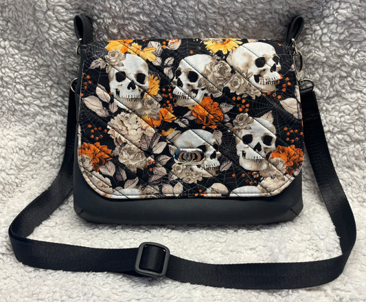 Skull Floral Quilted Purse