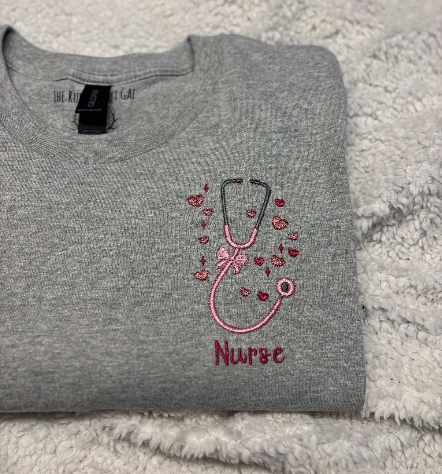 Bow Heart Stethoscope W/Name T-Shirt