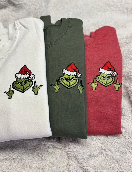 Grinch Middle Fingers Crewneck