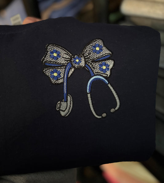 Bow Floral Stethoscope Crewneck