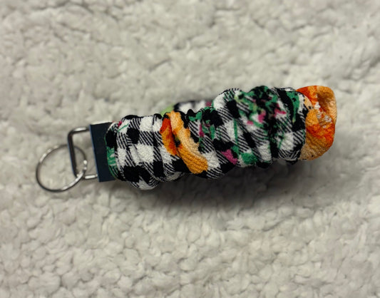 Plaid Floral Scrunchie Key Wristlet