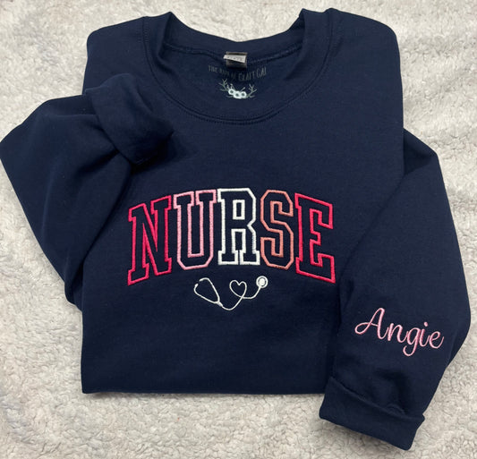 Pink Nurse Stethoscope Crewneck