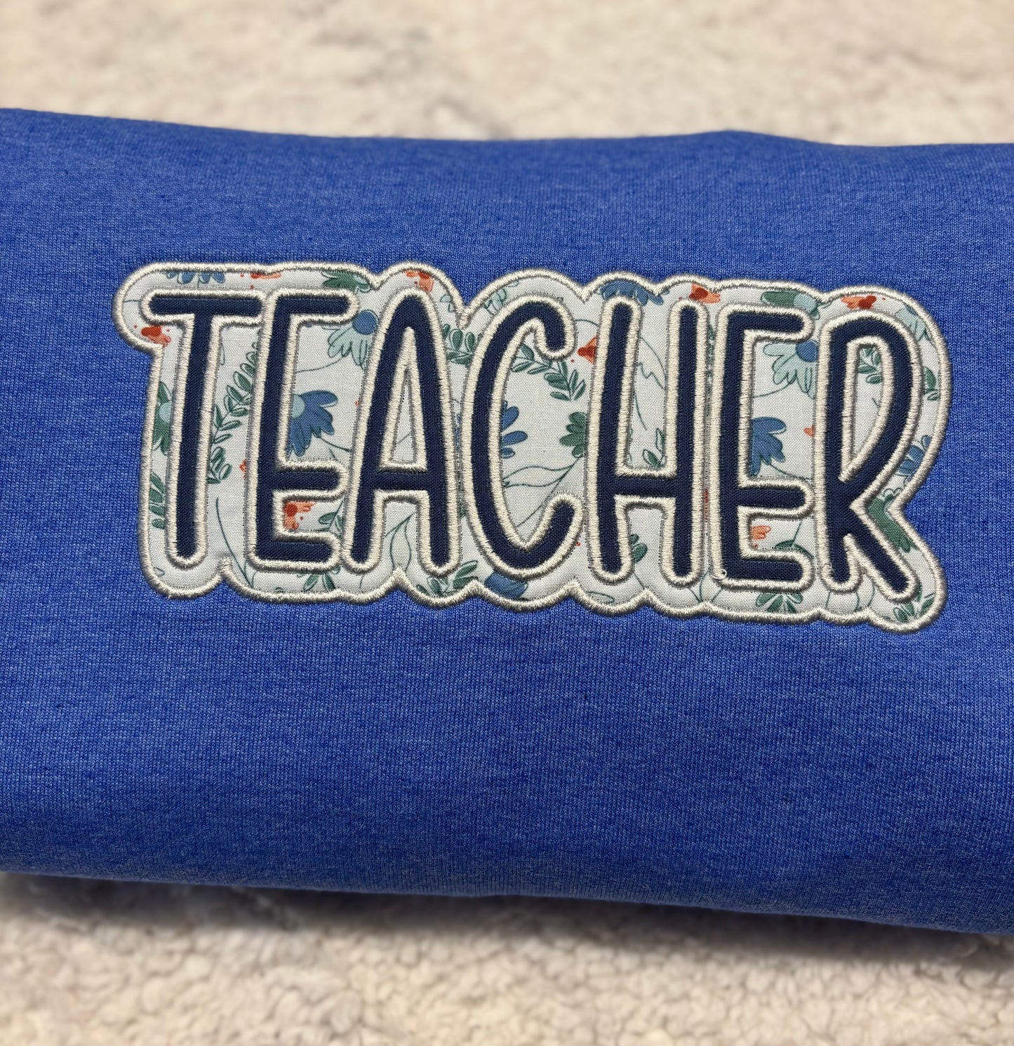 Teacher Floral Appliqué Crewneck
